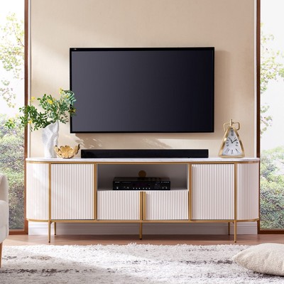 SinCiDo 70" Luxury TV Stand w/Faux Marble Top, Modern TV Console for TVs Up to 80 inches