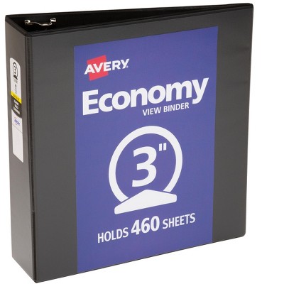 Avery Economy View 3 Ring Binder, 3" Round Rings, 1 Black Binder (05891)