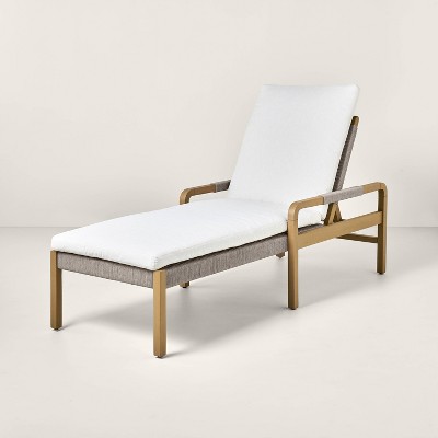Wood & Rope Outdoor Patio Adjustable Chaise Lounge - Hearth & Hand™ with Magnolia: Pool Lounge Chair, Weather-Resistant