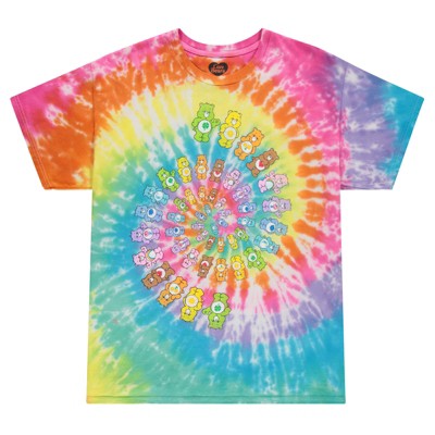 Mens Care Bears Swirl Shirt - Mens Classic Care Bears Clothing - Cheer Friend Funshine Care Bears Swirl Tie Dye Tee