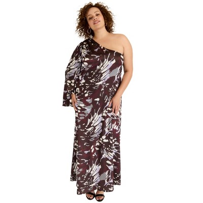June + Vie by Roaman's One-Shoulder Maxi Dress