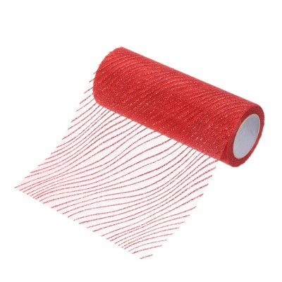 Unique Bargains Sheer Nylon Glitters Wave Mesh Decorative Ribbon Trim 6 Inch 10 Yards