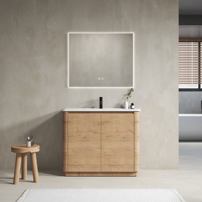 LOVSON 40'' Freestanding Bathroom Vanity with White Ceramic Sink & 2-Soft-Close Door, KD-Packing, Plywood