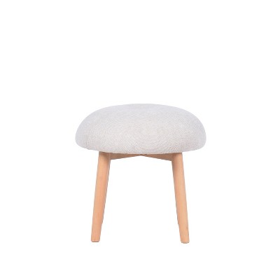 Storied Home Tufted Fabric Upholstered Stool with Beech Wood Legs