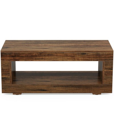 Resenkos Center Coffee Table, Living Room Table,43" Coffee Table, Farmhouse Center Table With Storage Brown