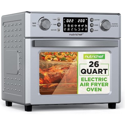 NutriChef 26L Electric Air Fryer Oven with Rotisserie & 10 Preset Programs (NCAFS26A) - Stainless Steel