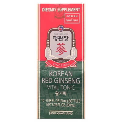 JungKwanJang Korean Red Ginseng Vital Tonic, 10 Bottles, 0.68 fl oz (20 ml) Each