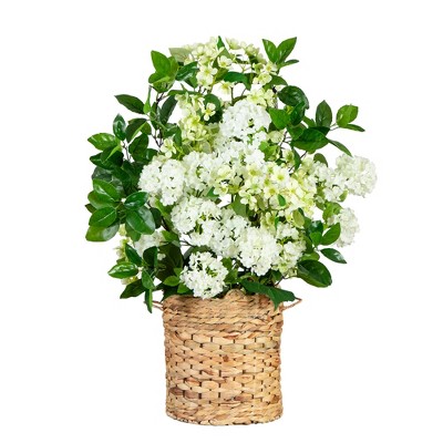 Nearly Natural 31-in Artificial Mixed Flower Arrangement in Hyacinth Weave Basket