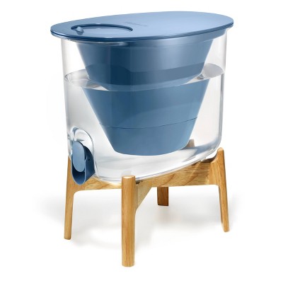 LifeStraw Home 35 Cup Plastic Water Filter Dispenser Wooden Stand