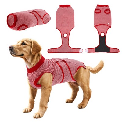 Unique Bargains Pet Recovery Suit Medium Red White 1 Pc