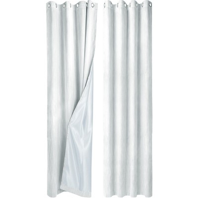 PiccoCasa Linen Textured Grommet Top Blackout Bedroom Darkening Curtains 2 Pcs