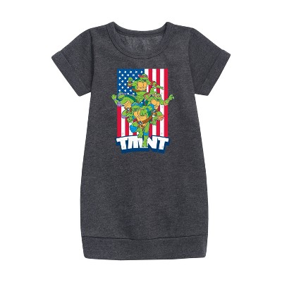 Girls' - Teenage Mutant Ninja Turtles - USA Turtles Graphic Short Sleeve Fleece Dress