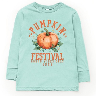 The Juniper Shop Pumpkin Festival Gourd Vibes Youth Long Sleeve Tee - L - Seafoam