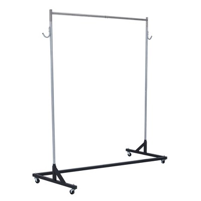 TROPOW Z-Shape Steel Garment Rack with Wheels, 2 PVC Dust Covers (60x50x110/90cm) for Retail/Closet Storage