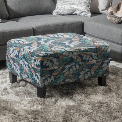 Christopher Knight Home Karaugh Contemporary Floral Pattern Storage Ottoman with Birch Legs