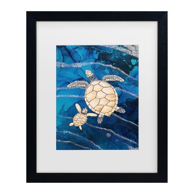 Trademark Fine Art - Sarah Manovski  Gold turtles swimming Matted Framed Art