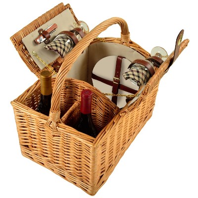 Picnic at Ascot Willow Picnic Basket with Two Person Picnic Set