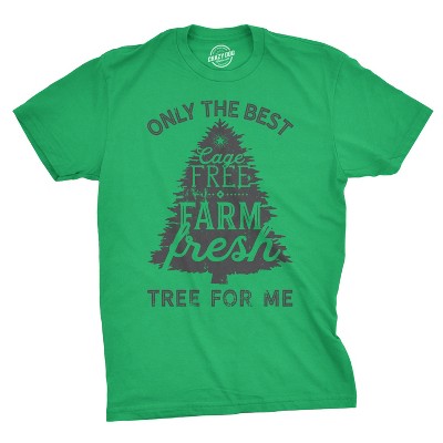 Mens Cage Fre Farm Fresh Tree T Shirt Funny Outdoors Christmas Tee for Guys - Crazy Dog Men's T Shirt Gift For Christmas