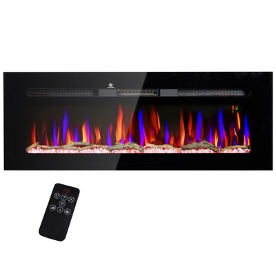 NAYSAYE Indoor Wall Mounted Fireplace with Realistic Flame for Living Room or Bedroom, Black, 50"*6.2"*17.7"