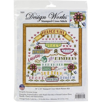 Janlynn Stamped Cross Stitch Kit 14"X14"-Advice On Life