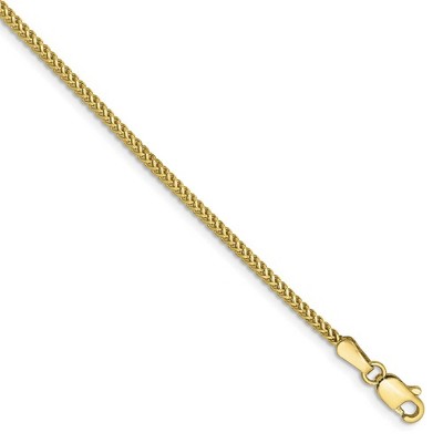 Black Bow Jewelry 1.3mm 10k Yellow Gold Solid Franco Chain Bracelet