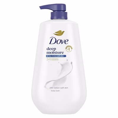 Dove Beauty Deep Moisture Body Wash Nourishes the Driest Skin 24hr Lotion-Soft Skin - 30.6 fl oz