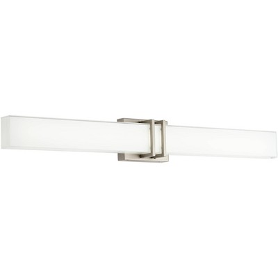 Possini Euro Design Exeter Modern Wall Light Brushed Nickel 36" Light Bar LED Fixture Silk Screened Glass Shade for Bedroom Bathroom Vanity Reading