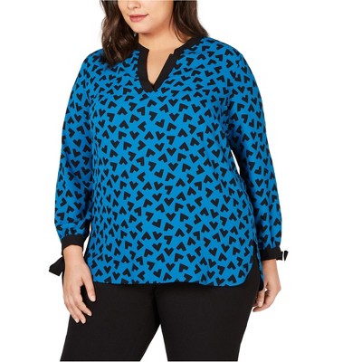 Anne Klein Womens Tie Cuff Pullover Blouse