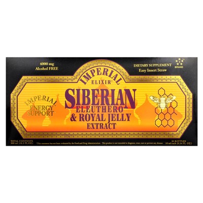 Imperial Elixir Siberian Eleuthero & Royal Jelly Extract, Alcohol Free, 30 Bottles, 0.34 fl oz (10 ml) Each