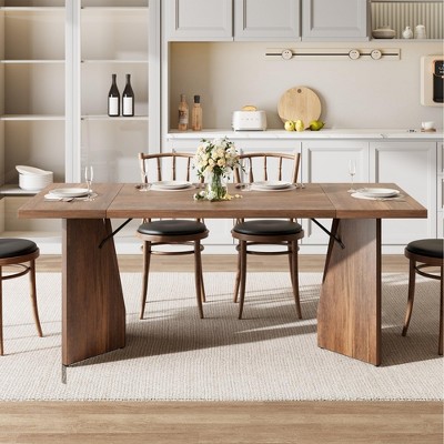 71 Inch Rectangular Dining Table for 6, Rustic Farmhouse Tall Kitchen Table with Large Tabletop, Long Wooden Dining Room Table with Heavy Duty Legs