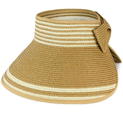 Magid Straw Color Block Roll Up Visor