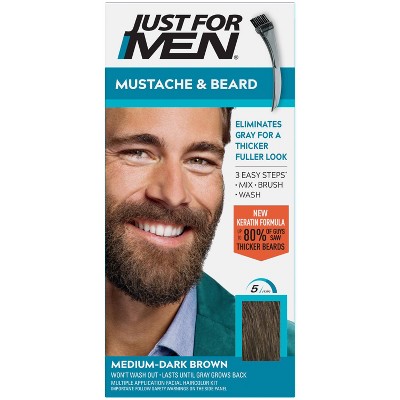 Just For Men Mustache & Beard Beard Coloring for Gray Hair with Brush Included