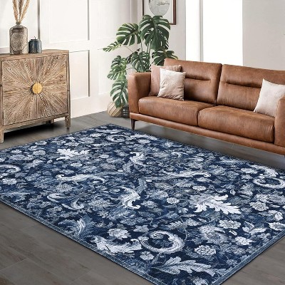 coucheta Multi-size Thin Foldable Vintage Area Rug, Washable Retro Printed Non-Slip Carpet, for Living Room, Dining, Office, Bedroom, Kitchen