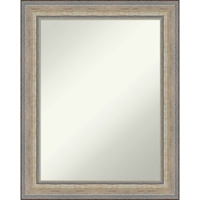 23"x29" Non-Beveled Wood Bathroom Wall Mirror Fleur Silver - Amanti Art: Champagne Frame, Wall Mount
