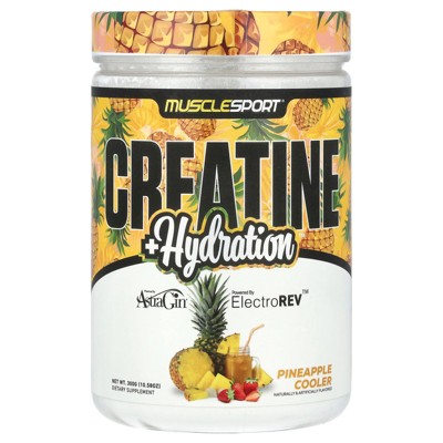 MuscleSport Creatine + Hydration, Pineapple Cooler, 10.58 oz (300 g)