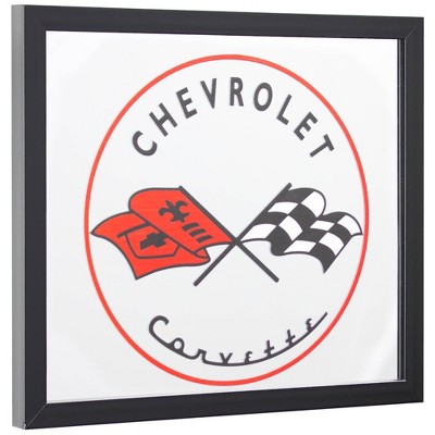 Chevrolet Corvette Printed Accent Mirror White/Red - American Art Decor: Vintage Auto-Themed Decor for Home & Garage
