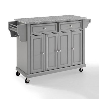 Solid Granite Top Kitchen Cart/Island Vintage Gray - Crosley: Mobile, Adjustable Shelves, Locking Casters