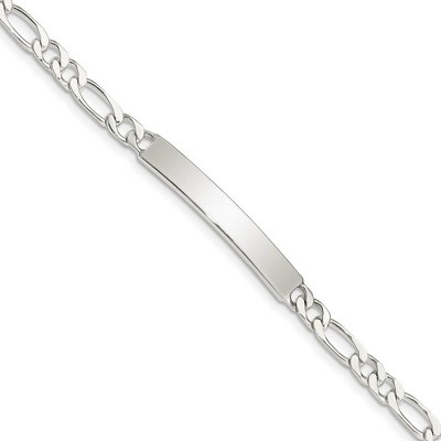 Black Bow Jewelry 5mm Sterling Silver Women's Figaro I.D. Bracelet