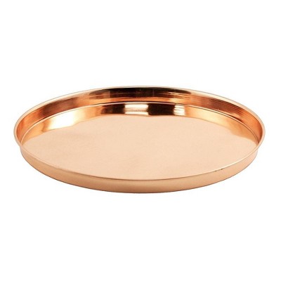 12.5" Decorative Round Stainless Steel Tray Copper Plated Finish - ACHLA Designs: Versatile Indoor/Outdoor Use, Elegant Centerpiece