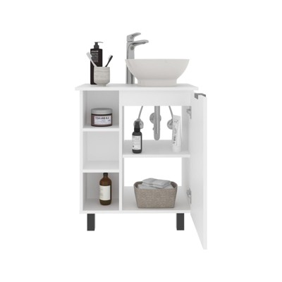 SEVOBAL Bathroom Vanities 84cm Floating Vessel Sink Vanities with Double Doors and Storage Shelf for Bathroom Storage, White, 28.74"*28.74"*11.42"