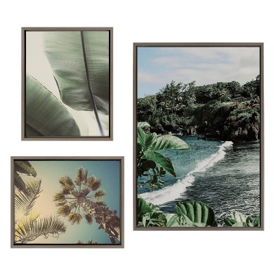 Kate & Laurel All Things Decor: 3-Piece Sylvie Canvas Art Set, Coastal Decor, Framed in USA