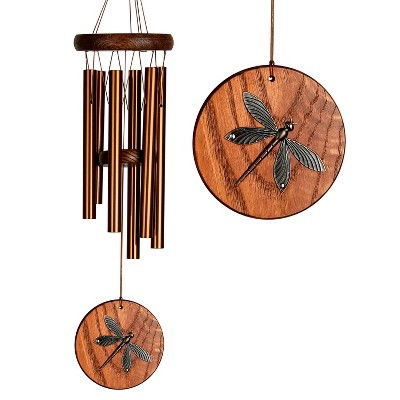 Woodstock Windchimes Habitats Teak Dragonfly , Wind Chimes For Outside, Wind Chimes For Garden, Patio, and Outdoor Decor, 17"L