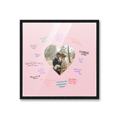 PosterPalooza | Autograph Black Wood Frame with Heart Pink Mat, Full-Color Pen Set - 3 Sizes for Events