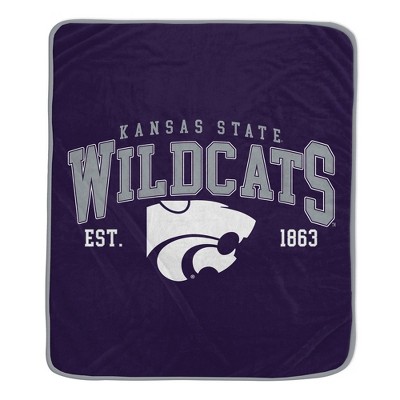 NCAA Kansas State Wildcats Vintage Arch Block Flannel Fleece Blanket: Sports Team Logo Throw
