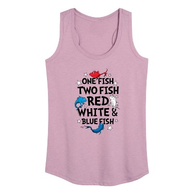Women's - Dr. Seuss - Red, White and Blue Fish Graphic Racerback Tank