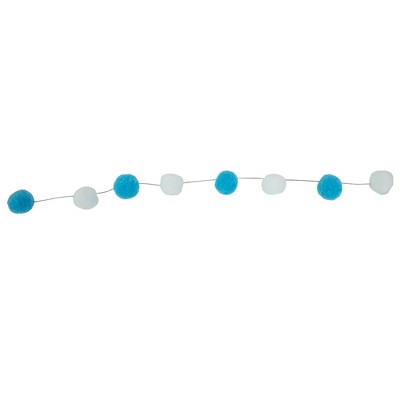 Northlight 9' Blue and White Plush Snowball Christmas Garland