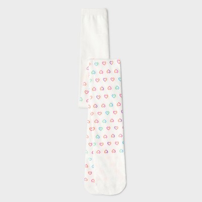 Girls' 'Hearts' Cotton Tights - Cat & Jack™ Ivory