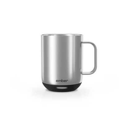 Ember Mug 2 10oz Temperature Control Smart Mug Stainless Steel: Light Silver, Hand Wash, Includes Coaster, Hot Beverages