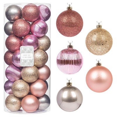 35pc Shatterproof Round Christmas Tree Ornament Set, Merry Christmas Balls Ornaments with Hooks (2.76"/70mm) - Every Day is Christmas