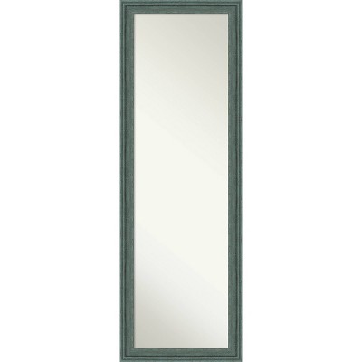 18"x52" Non-Beveled Upcycled Wood on The Door Mirror Teal/Gray - Amanti Art: Full-Length, Wall-Mountable, Includes Hooks